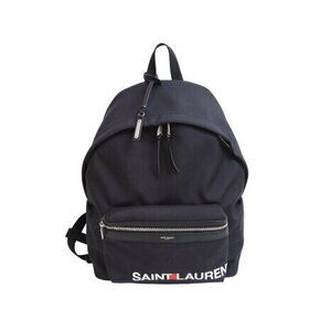 SAINT LAURENT Backpack Navy Blue Canvas